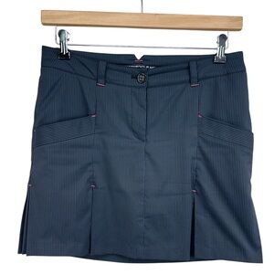 Nike Golf Tour Performance Dri Fit Black Gray Pinstripe Pleated Skort Womens 8